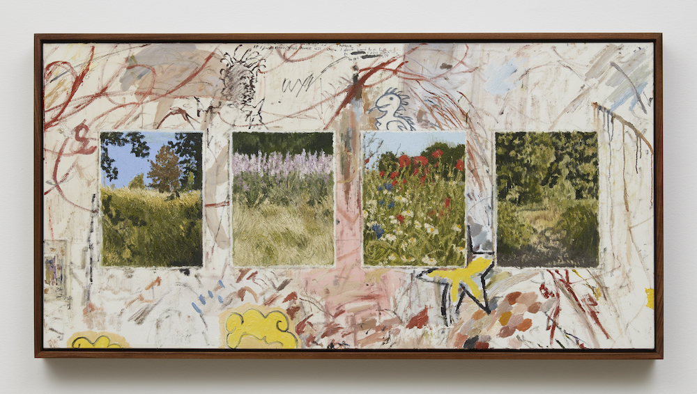 <i>4 landscapes</i>, 2024. Oil on linen, 24 x 48 x 2 1-4 in (61 x 121.9 x 5 cm)